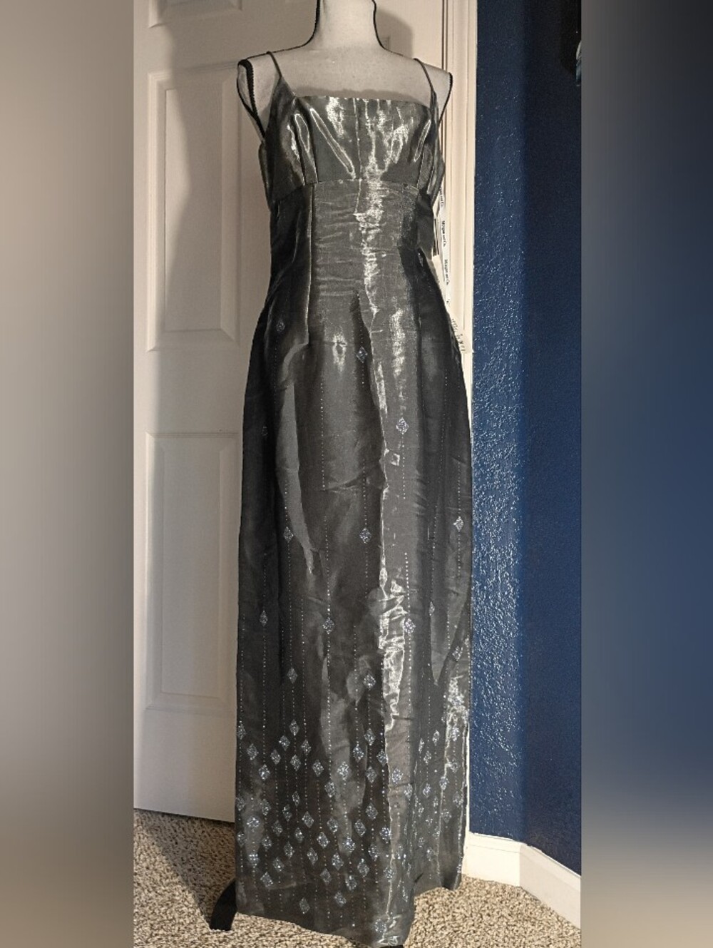 Satin Strap Maxi Dress in Black